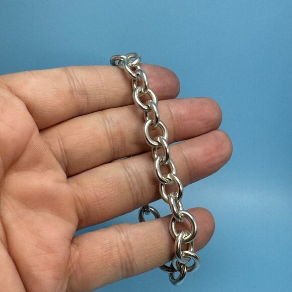 VTG Sterling Silver 925 Round Link Chain Bracelet Lobster Claw Clasp Size 7.5'' - Picture 3 of 9